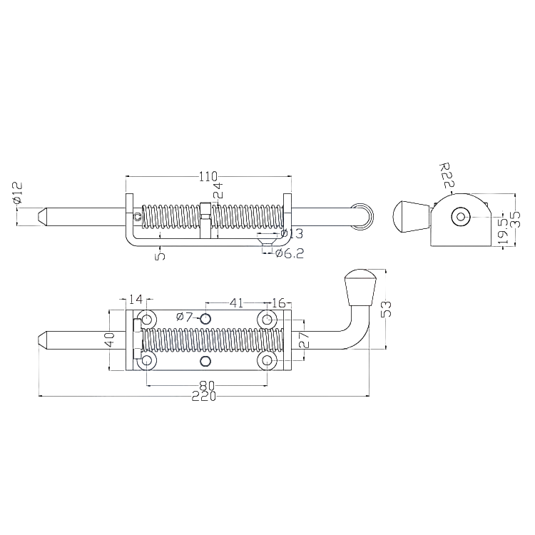 Truck Heavy Duty Spring Loaded Bolt Latch Lock
