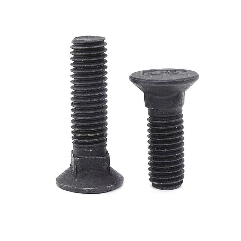 High-Quality Black UNC Grade 5 Plow Bolt - Durable Steel Construction, Flat Head, Various Sizes Available