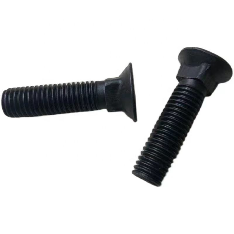 High-Quality Black UNC Grade 5 Plow Bolt - Durable Steel Construction, Flat Head, Various Sizes Available